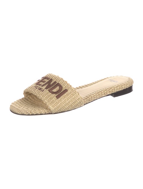 Fendi Raffia Graphic Print Slides
