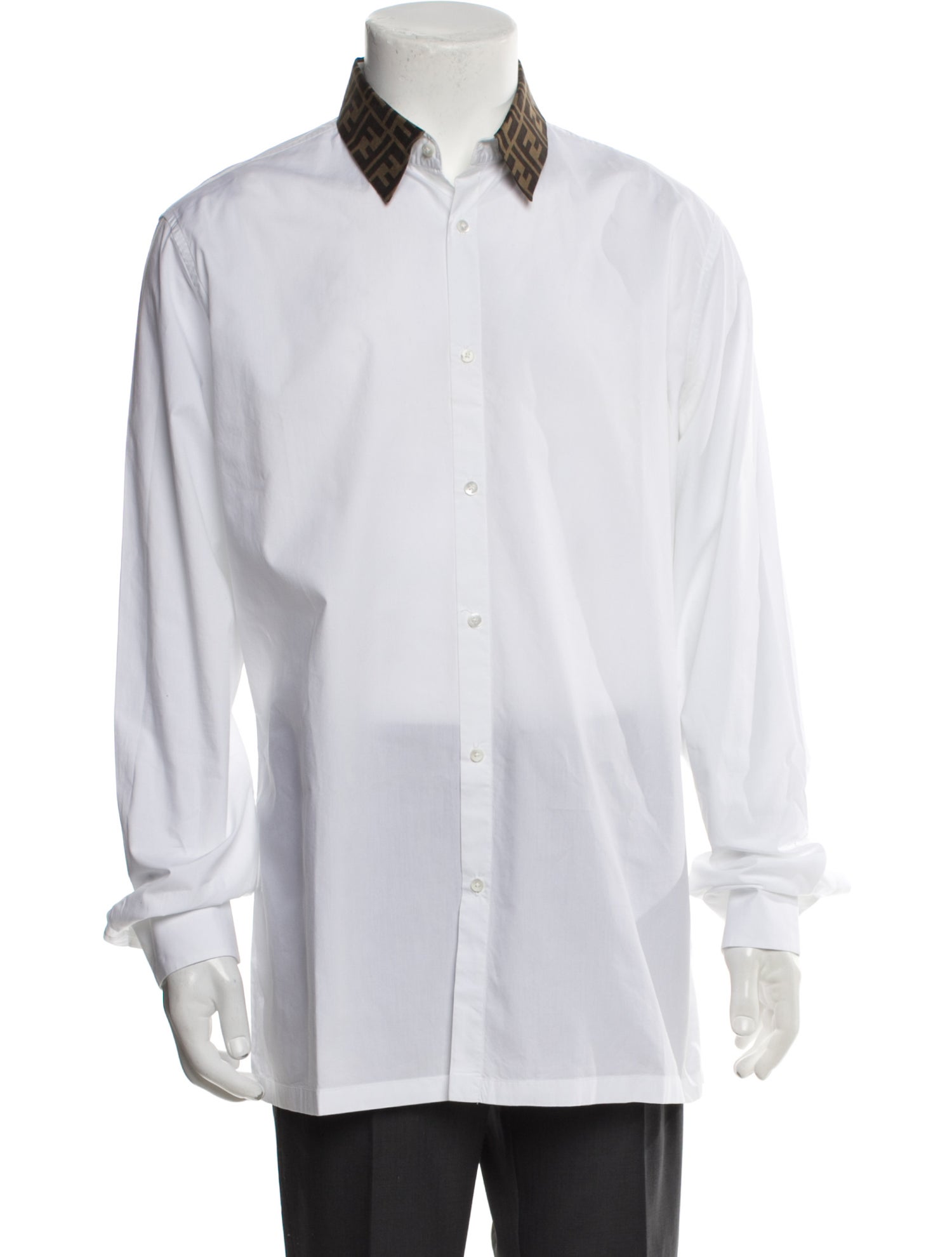 Fendi Colorblock Pattern Long Sleeve Dress Shirt