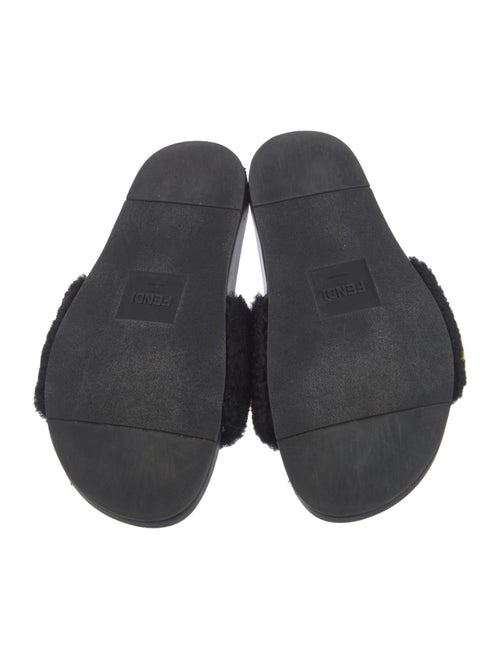 Fendi Shearling Graphic Print Slides
