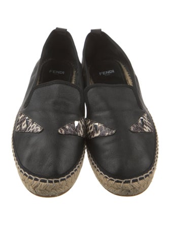 Fendi Monsters Motif Leather Espadrilles
