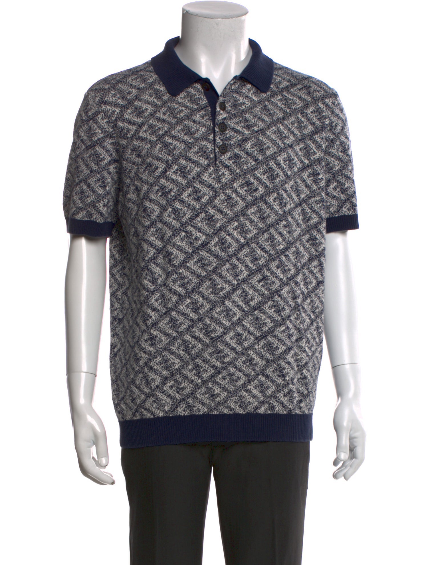 Fendi Printed Crew Neck Polo Shirt