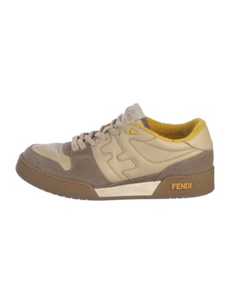 Fendi Leather Colorblock Pattern Sneakers