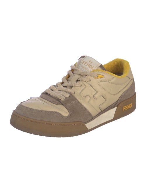 Fendi Leather Colorblock Pattern Sneakers