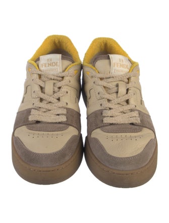 Fendi Leather Colorblock Pattern Sneakers