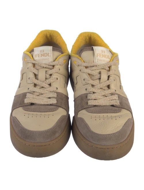 Fendi Leather Colorblock Pattern Sneakers