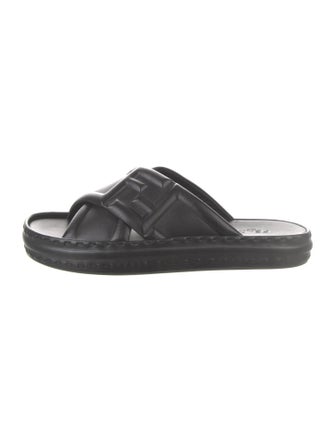 Fendi Zucca FF Logo Leather Slides
