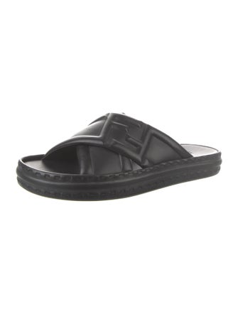 Fendi Zucca FF Logo Leather Slides