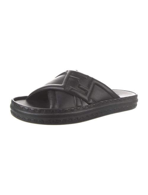 Fendi Zucca FF Logo Leather Slides