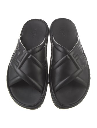 Fendi Zucca FF Logo Leather Slides