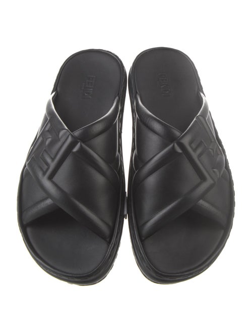 Fendi Zucca FF Logo Leather Slides