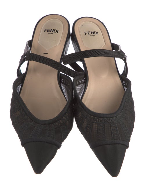 Fendi Mesh Embroidered Accent Mules