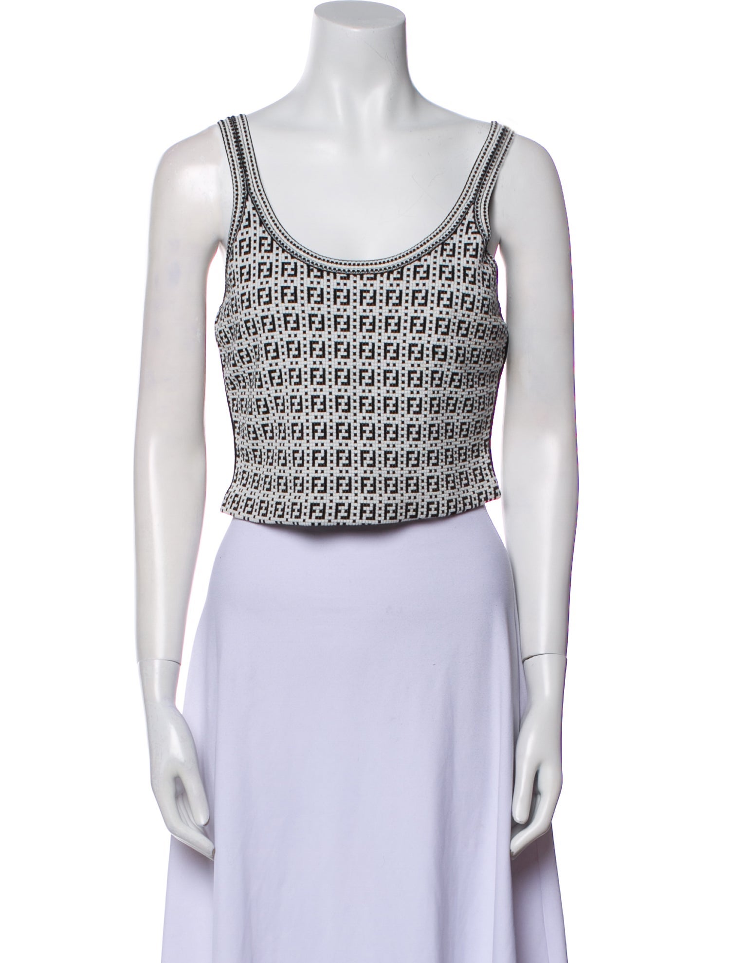 Fendi Printed Scoop Neck Crop Top