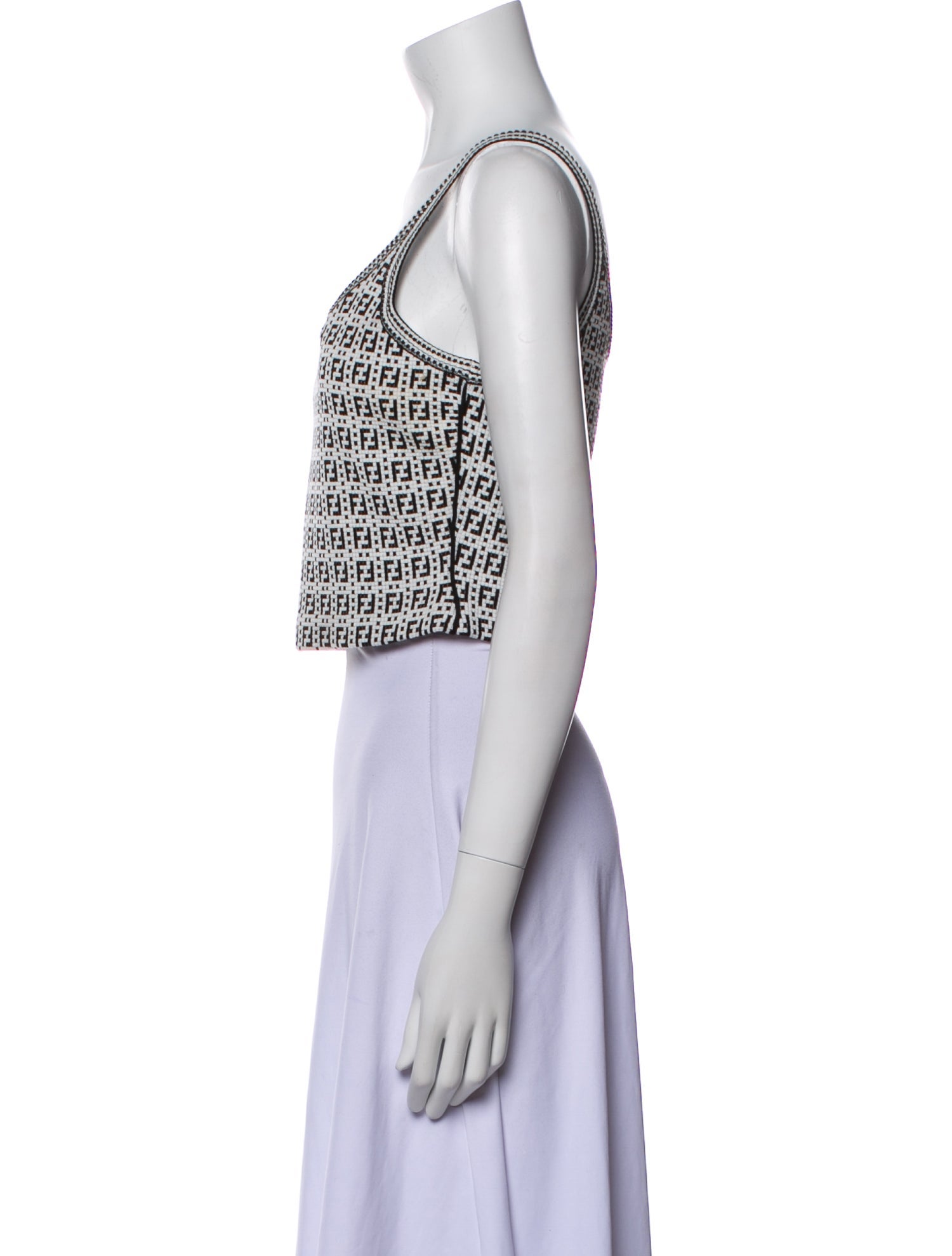 Fendi Printed Scoop Neck Crop Top