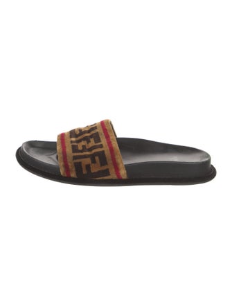 Fendi Zucca FF Logo Velvet Slides