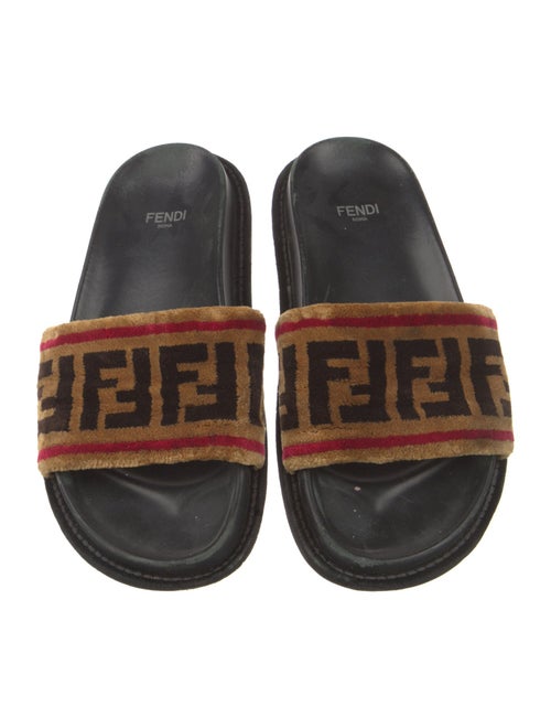 Fendi Zucca FF Logo Velvet Slides