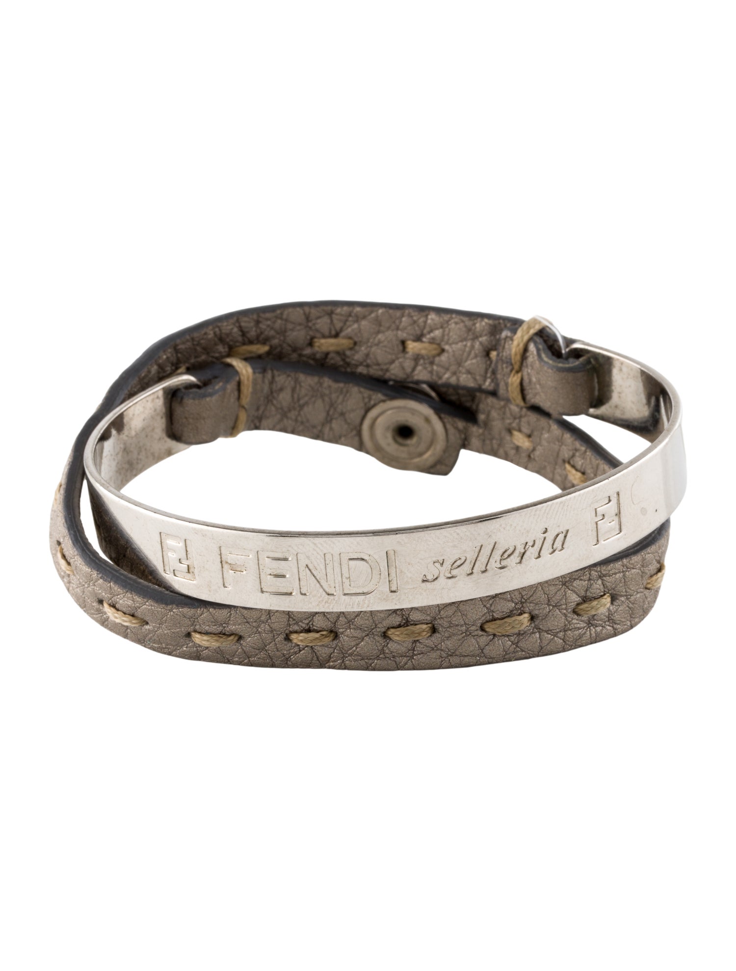 Fendi Leather Selleria Double Wrap Bracelet