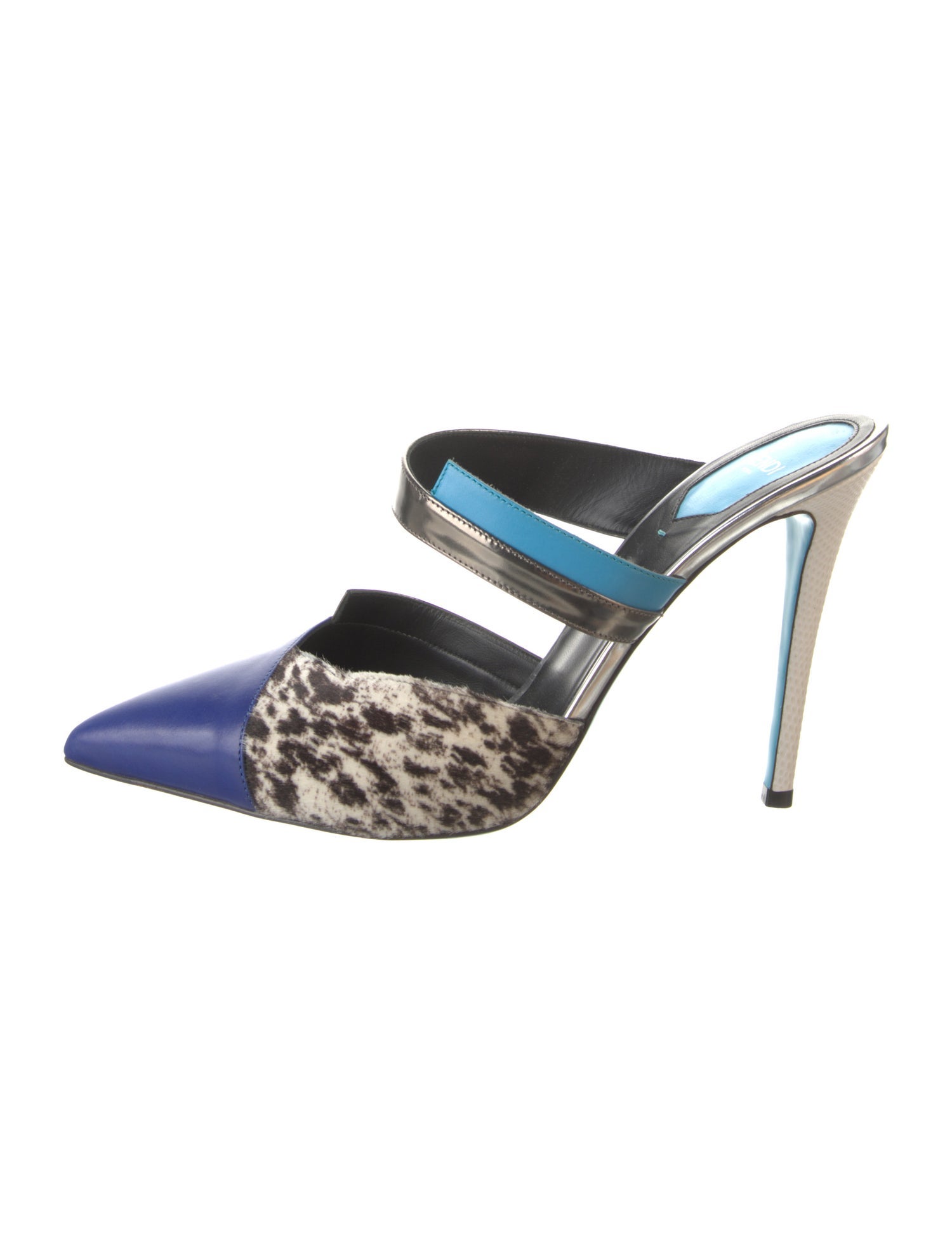 Fendi Leather Animal Print Mules