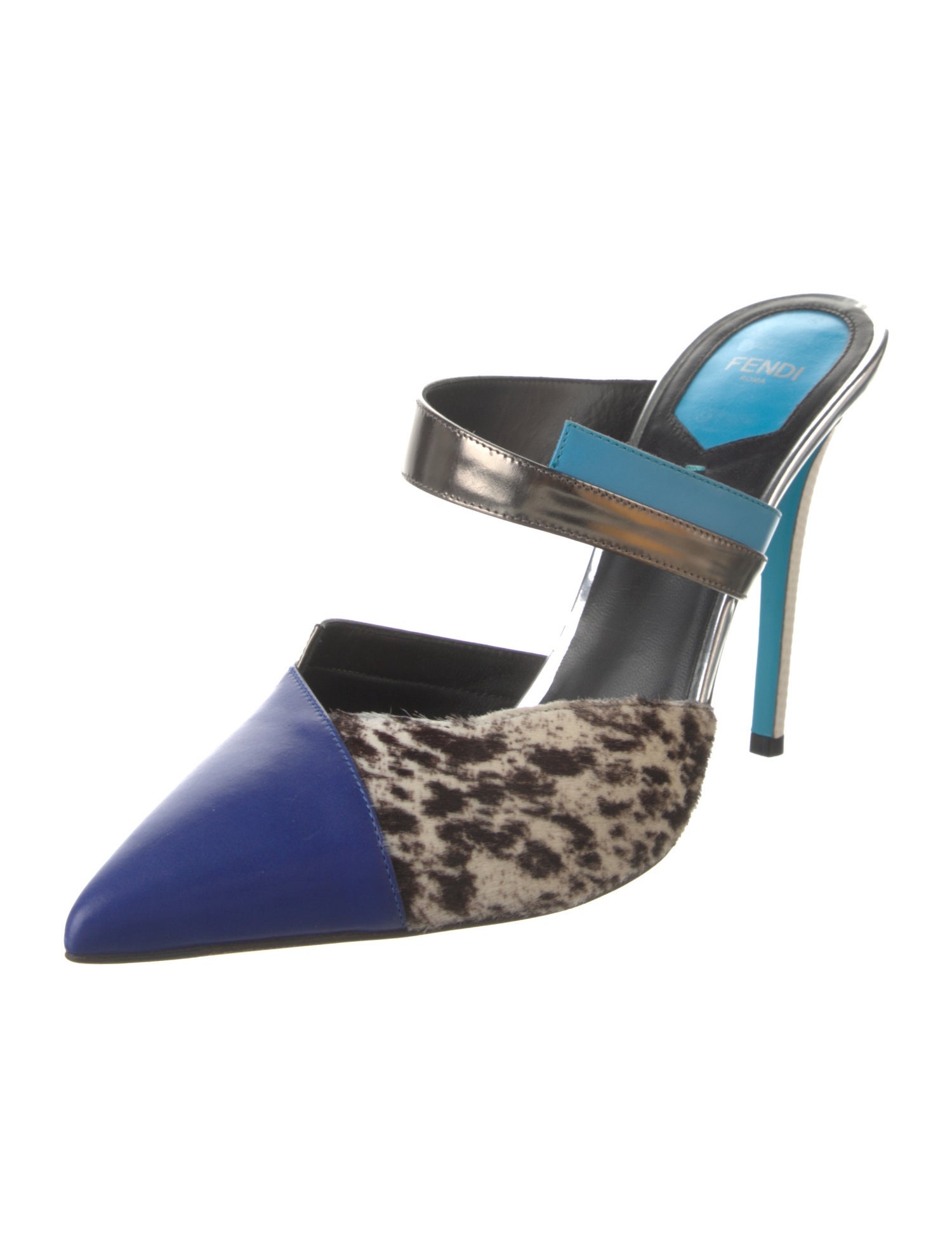 Fendi Leather Animal Print Mules