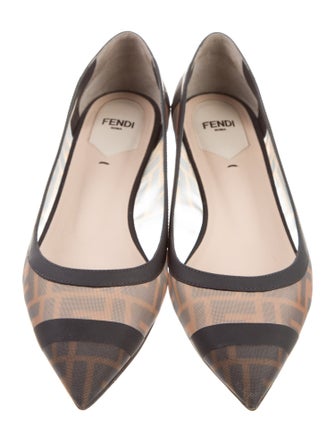Fendi Zucca FF Logo Mesh Ballet Flats