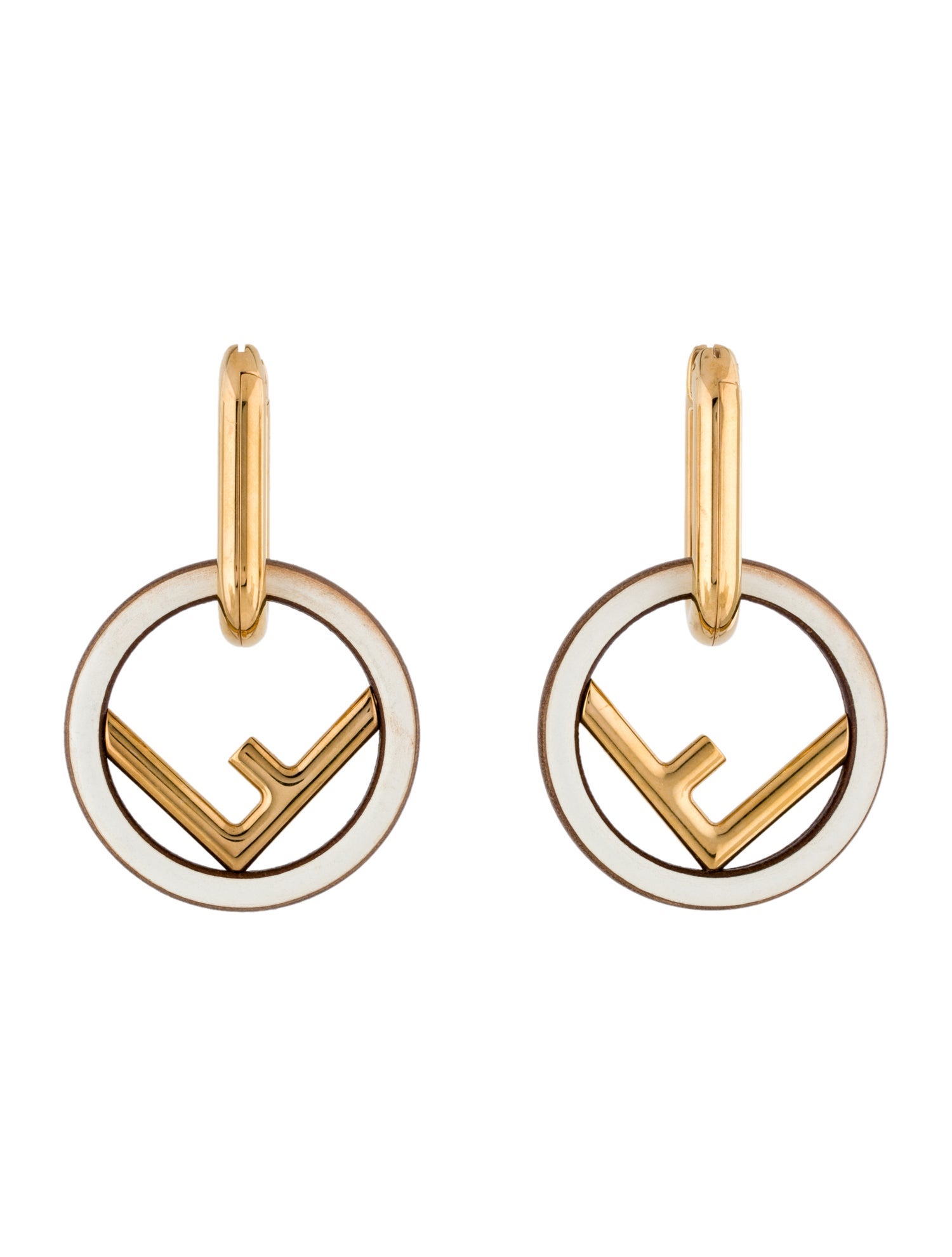 Fendi Wood 'F is Fendi' Drop Hoop Earrings