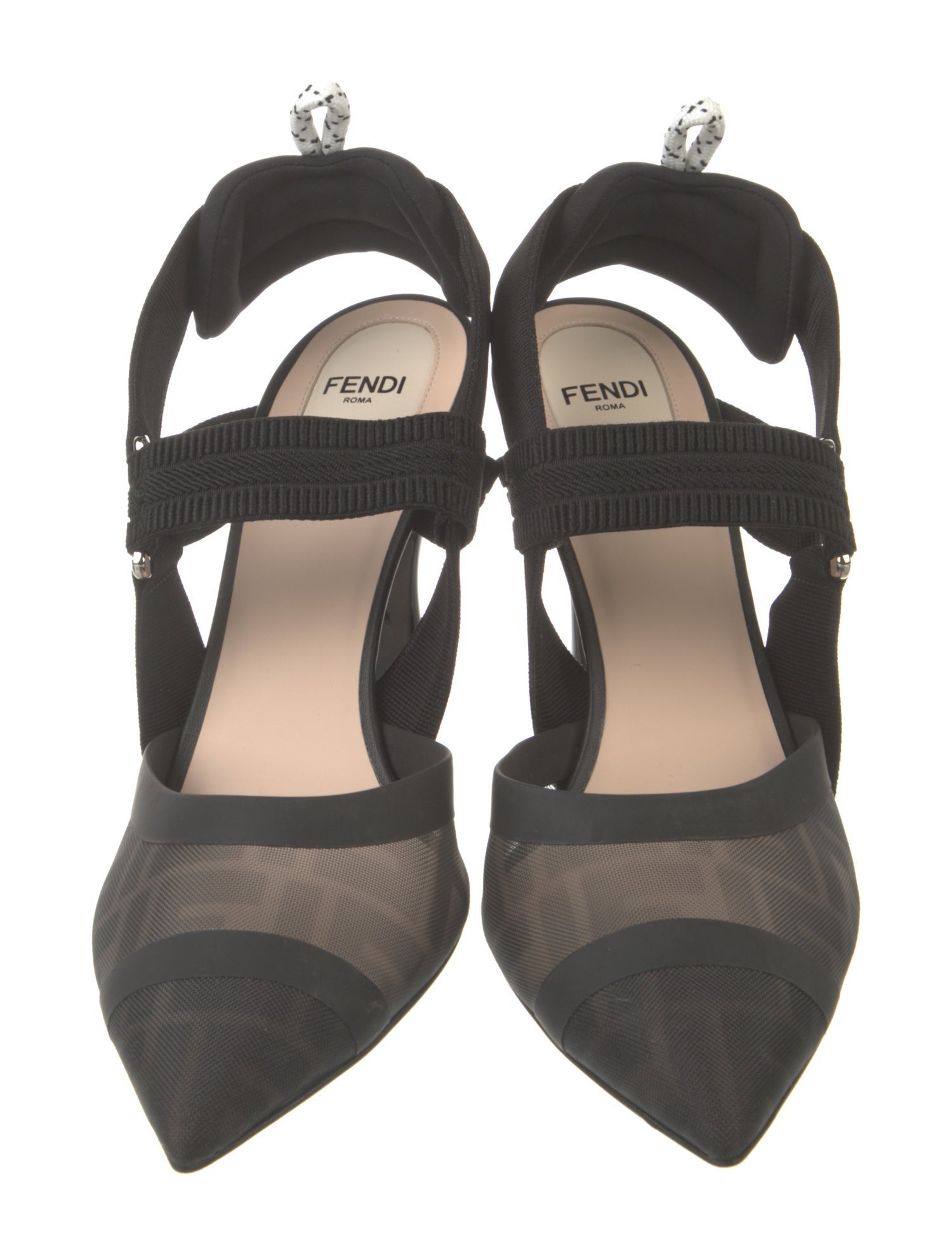 Fendi Zucca FF Logo Mesh Slingback Pumps