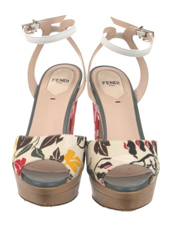 Fendi Canvas Floral Print Sandals