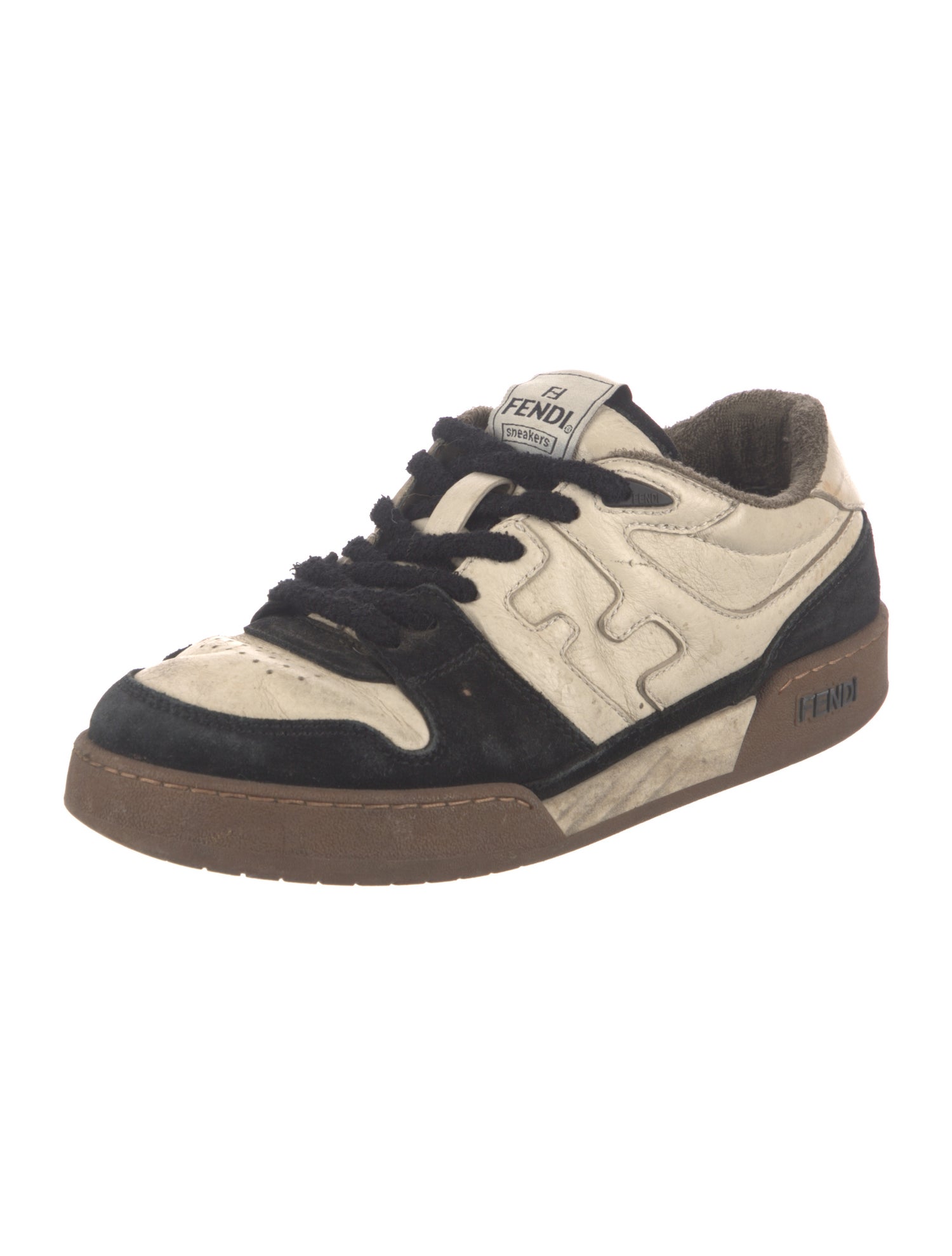 Fendi Leather Lasercut Accents Sneakers