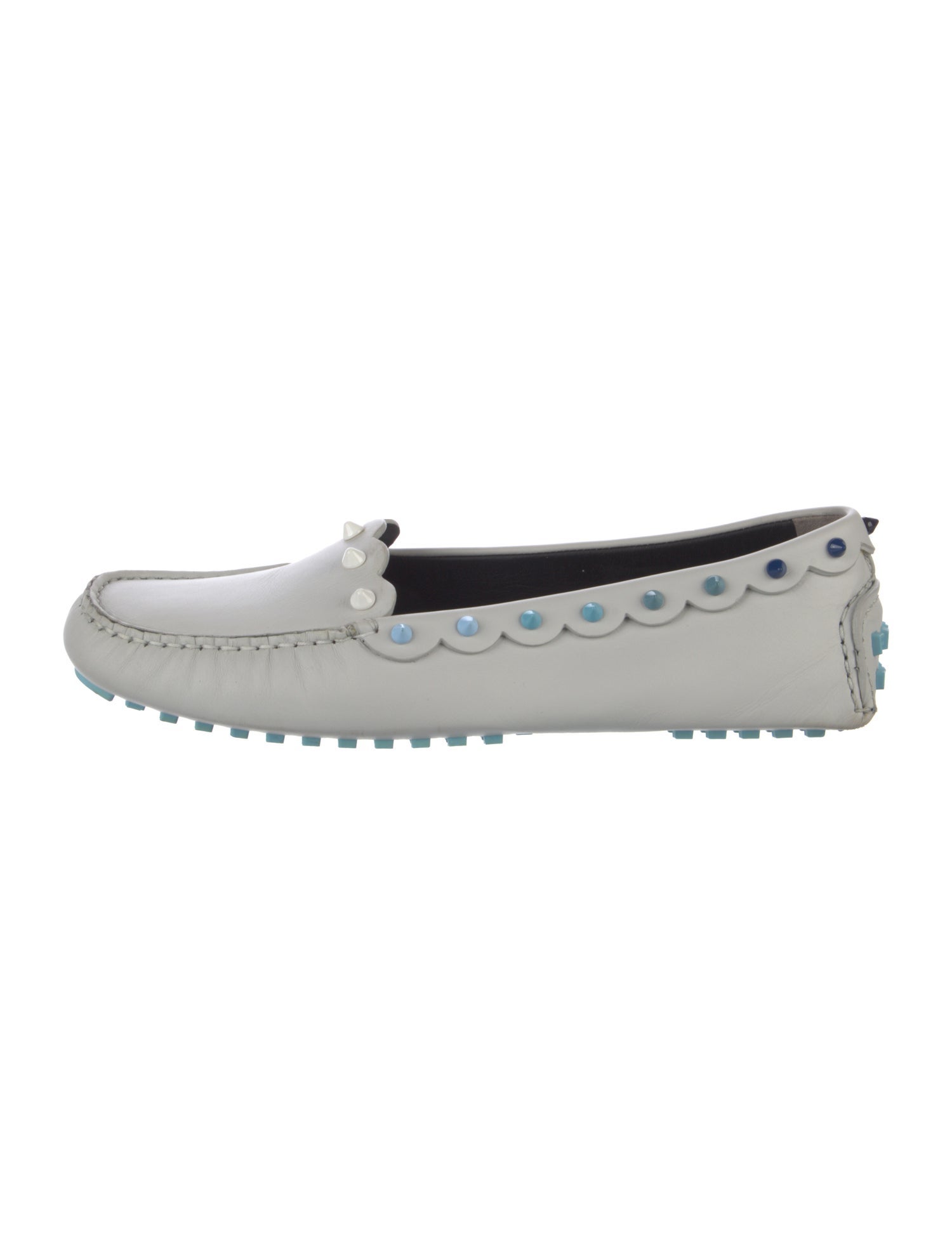 Fendi Leather Studded Accents Loafers