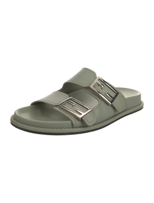 Fendi Zucca FF Logo Leather Slides