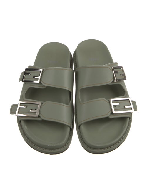 Fendi Zucca FF Logo Leather Slides