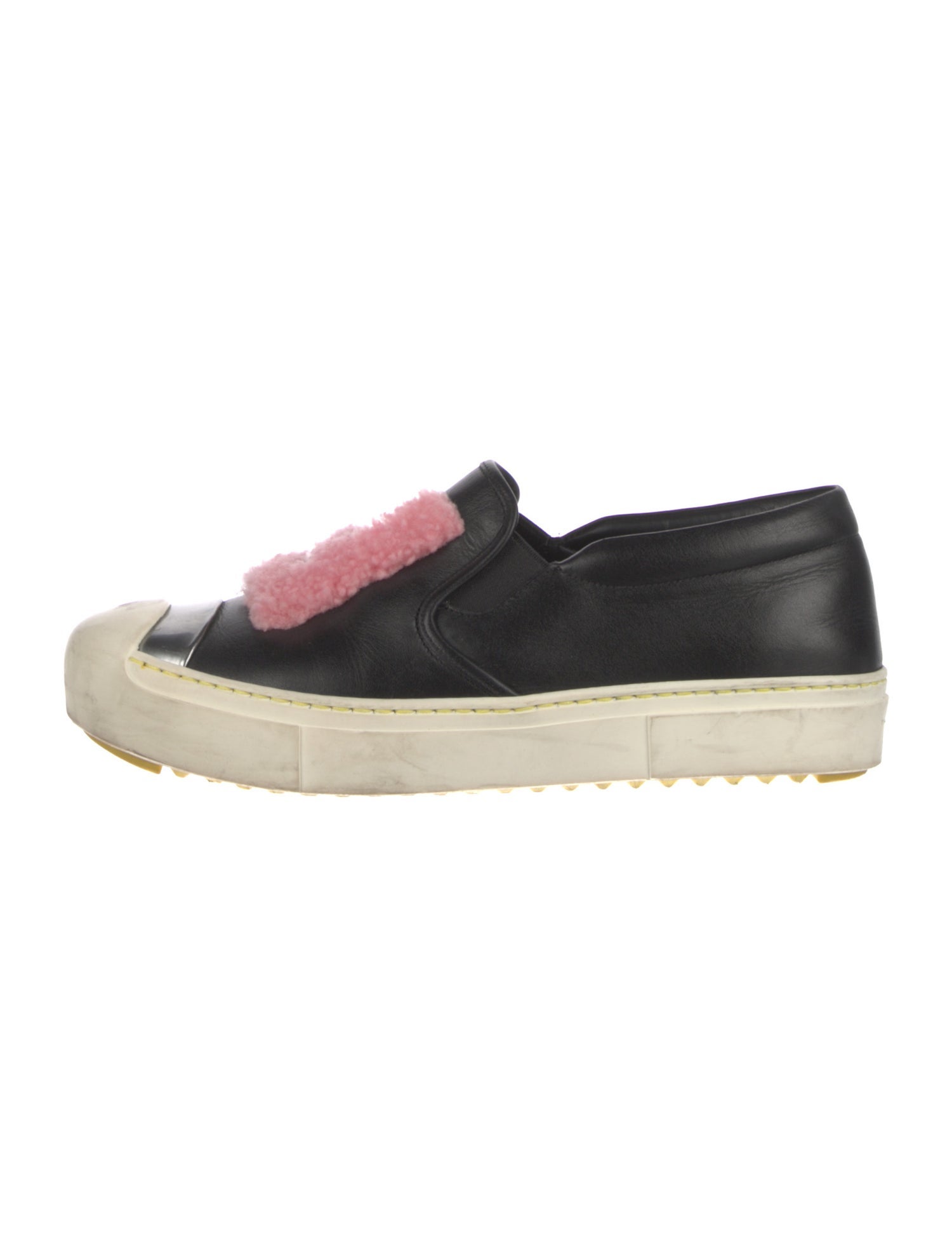 Fendi Leather Fur Trim Sneakers