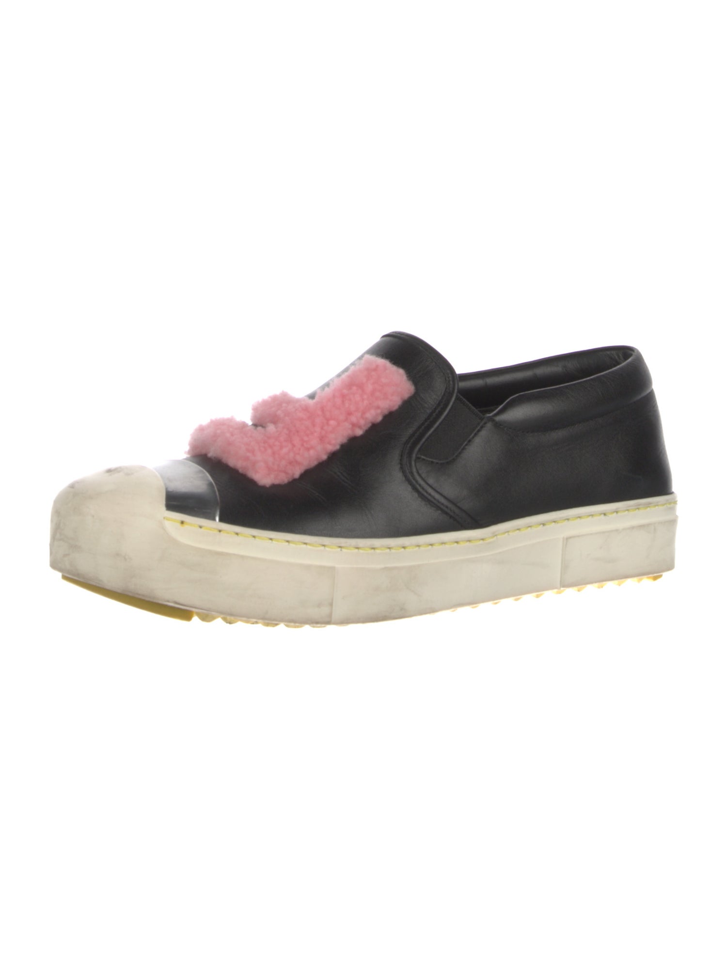Fendi Leather Fur Trim Sneakers