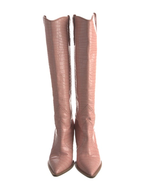 Fendi Embossed Leather Colorblock Pattern Riding Boots