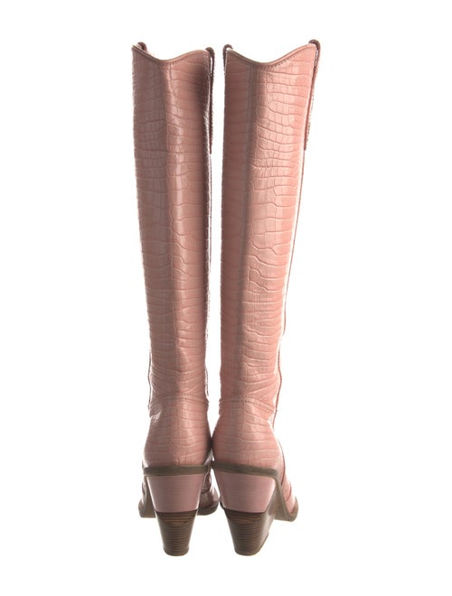 Fendi Embossed Leather Colorblock Pattern Riding Boots