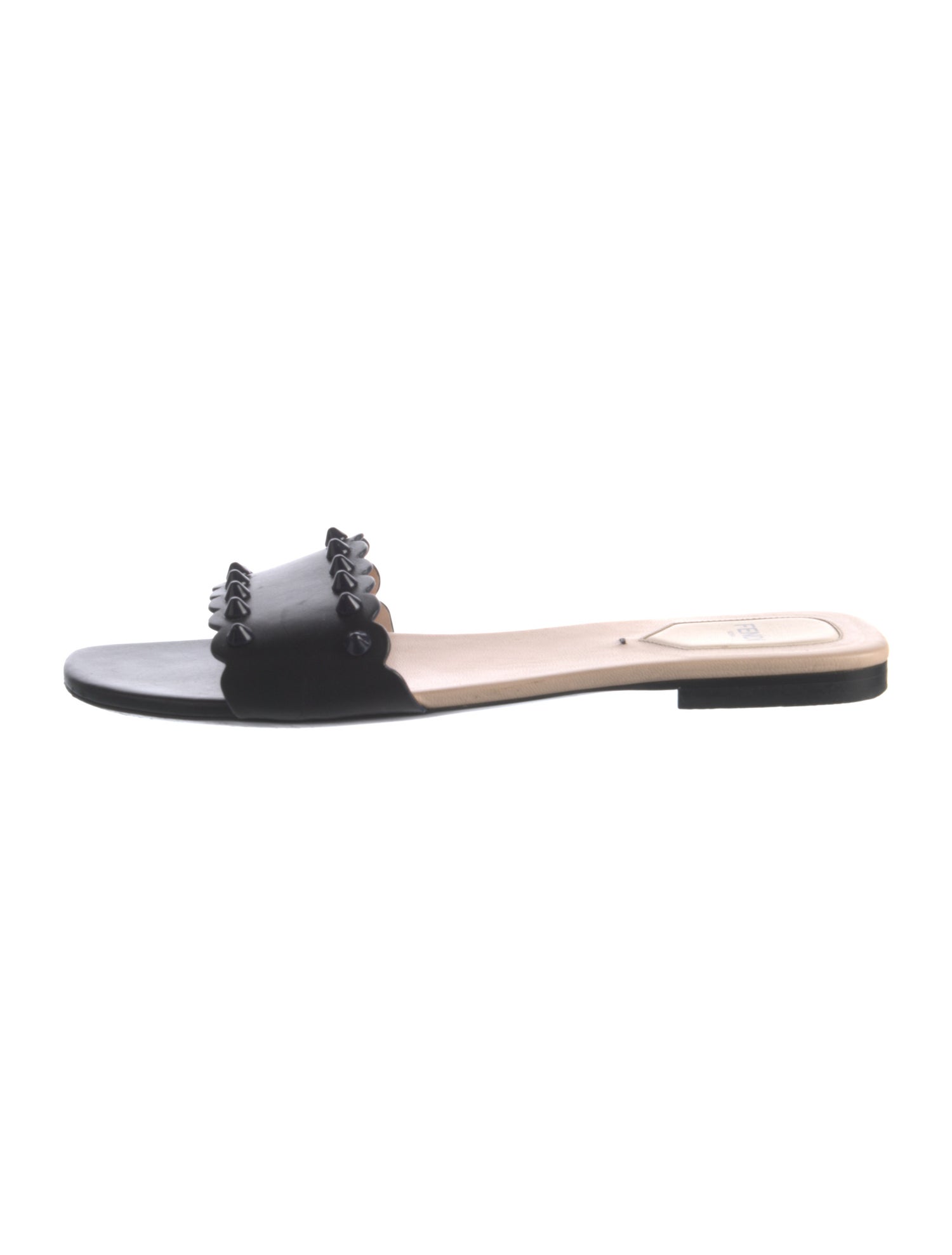 Fendi Leather Studded Accents Slides
