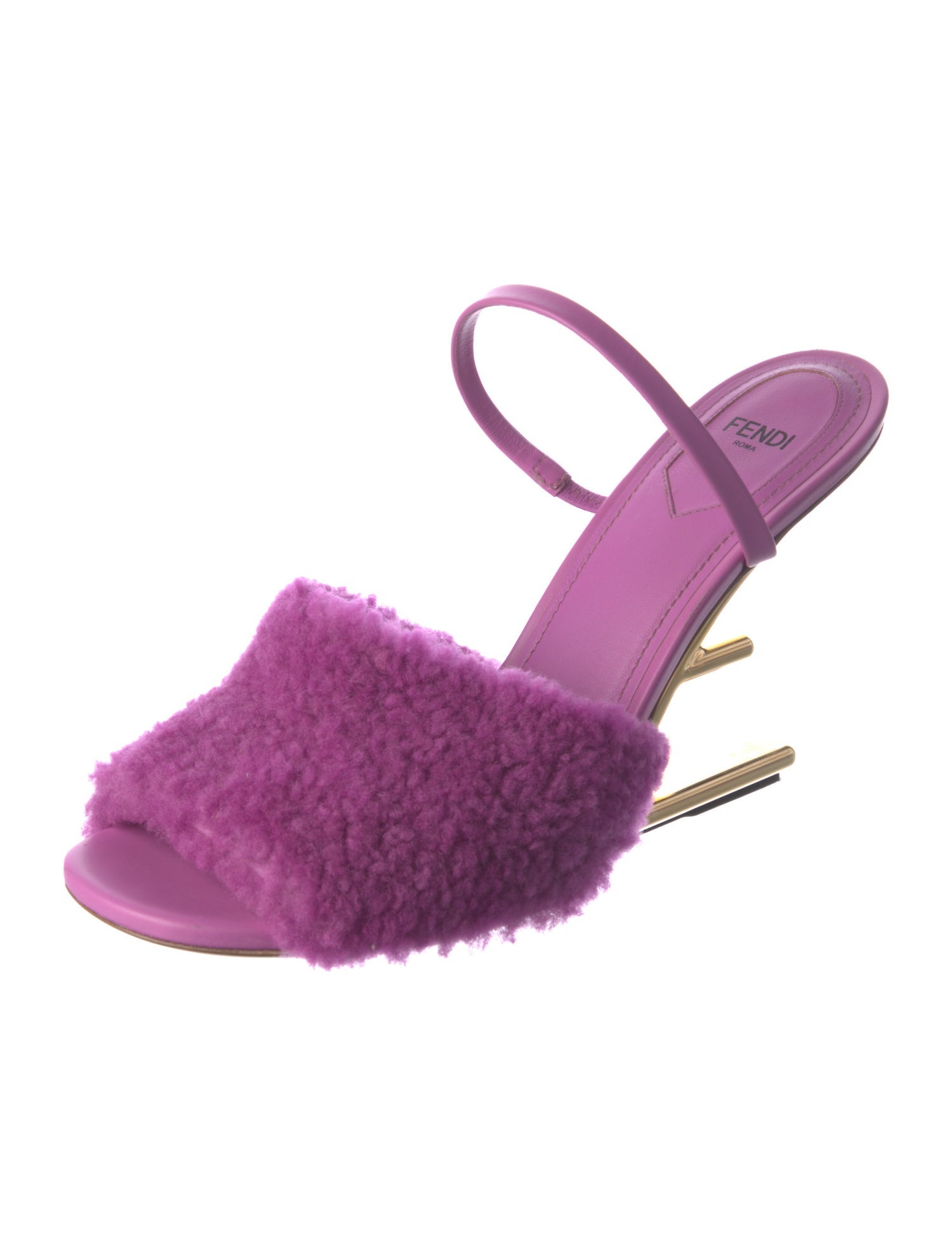 Fendi Shearling Fur Trim Slides