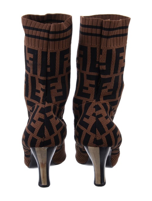 Fendi Zucca FF Logo Printed Lace-Up Boots