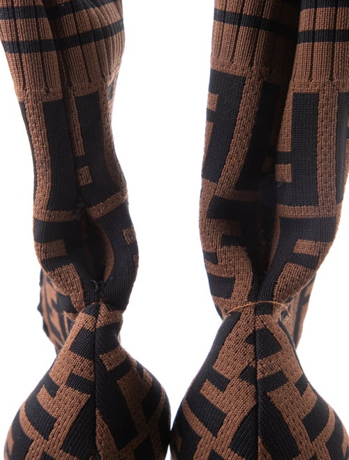 Fendi Zucca FF Logo Printed Lace-Up Boots
