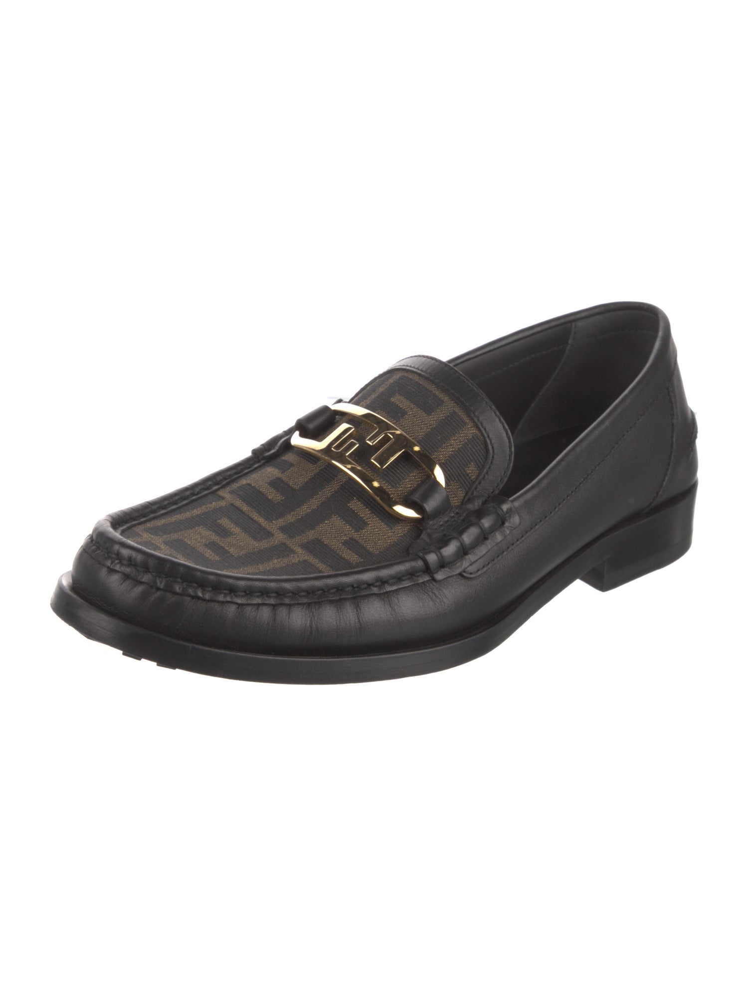 Fendi Zucca FF Logo Leather Loafers