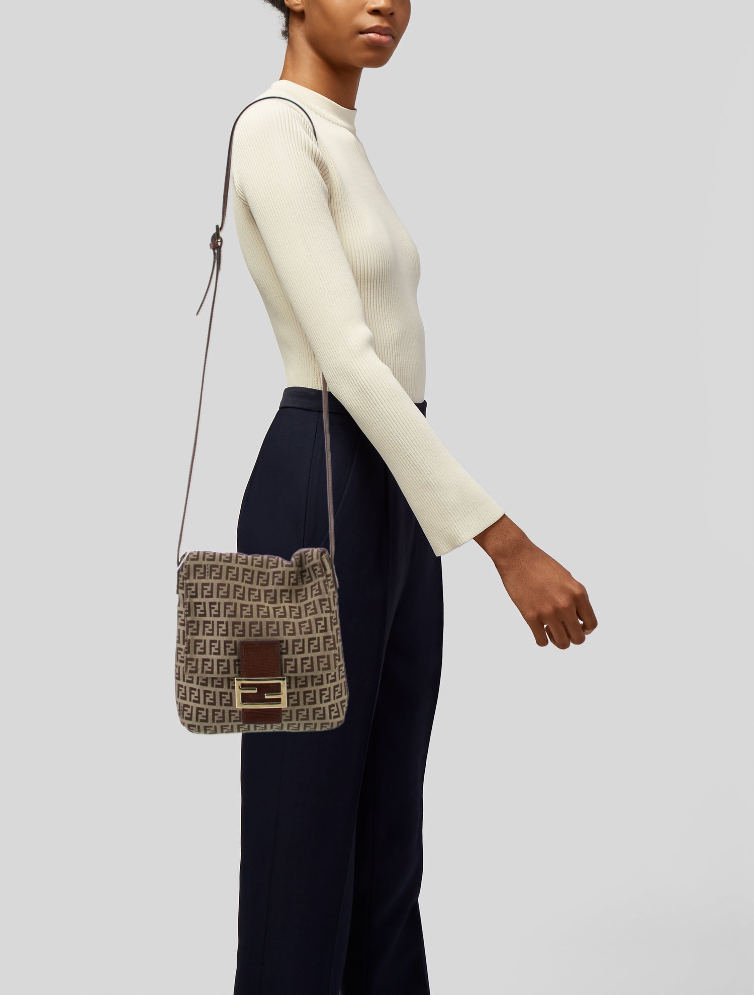 Fendi Canvas Zucchino Canvas Crossbody Bag