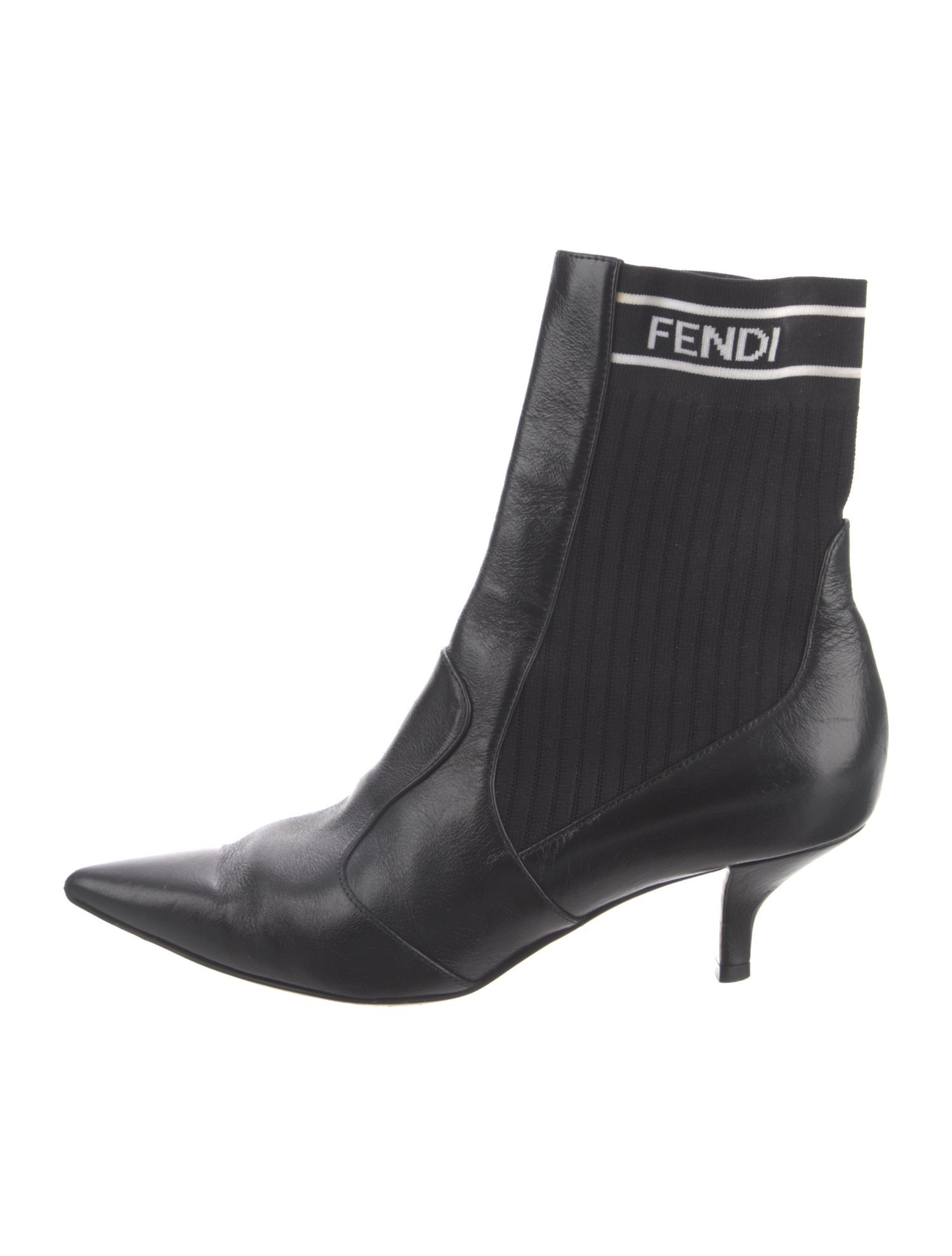 Fendi Leather Graphic Print Sock Boots
