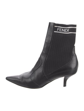 Fendi Leather Graphic Print Sock Boots