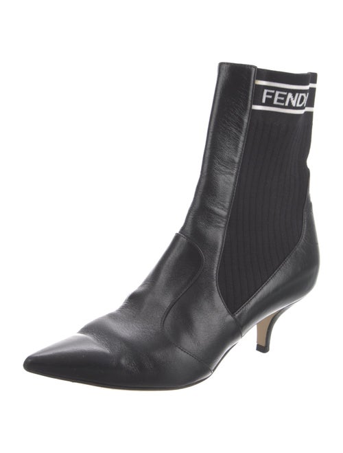 Fendi Leather Graphic Print Sock Boots