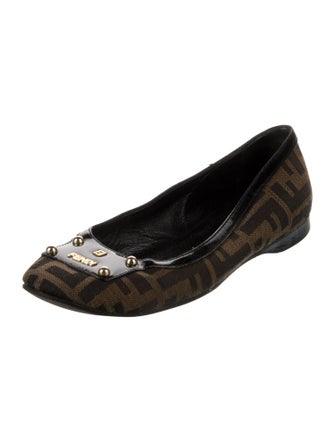 Fendi Zucca FF Logo Canvas Ballet Flats