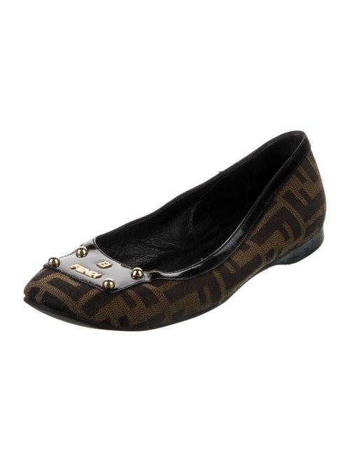 Fendi Zucca FF Logo Canvas Ballet Flats