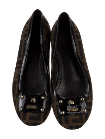 Fendi Zucca FF Logo Canvas Ballet Flats