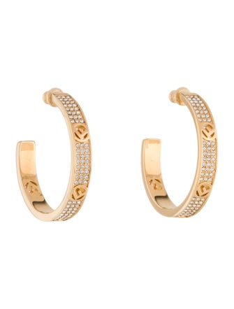 Fendi Crystal Logo Hoop Earrings