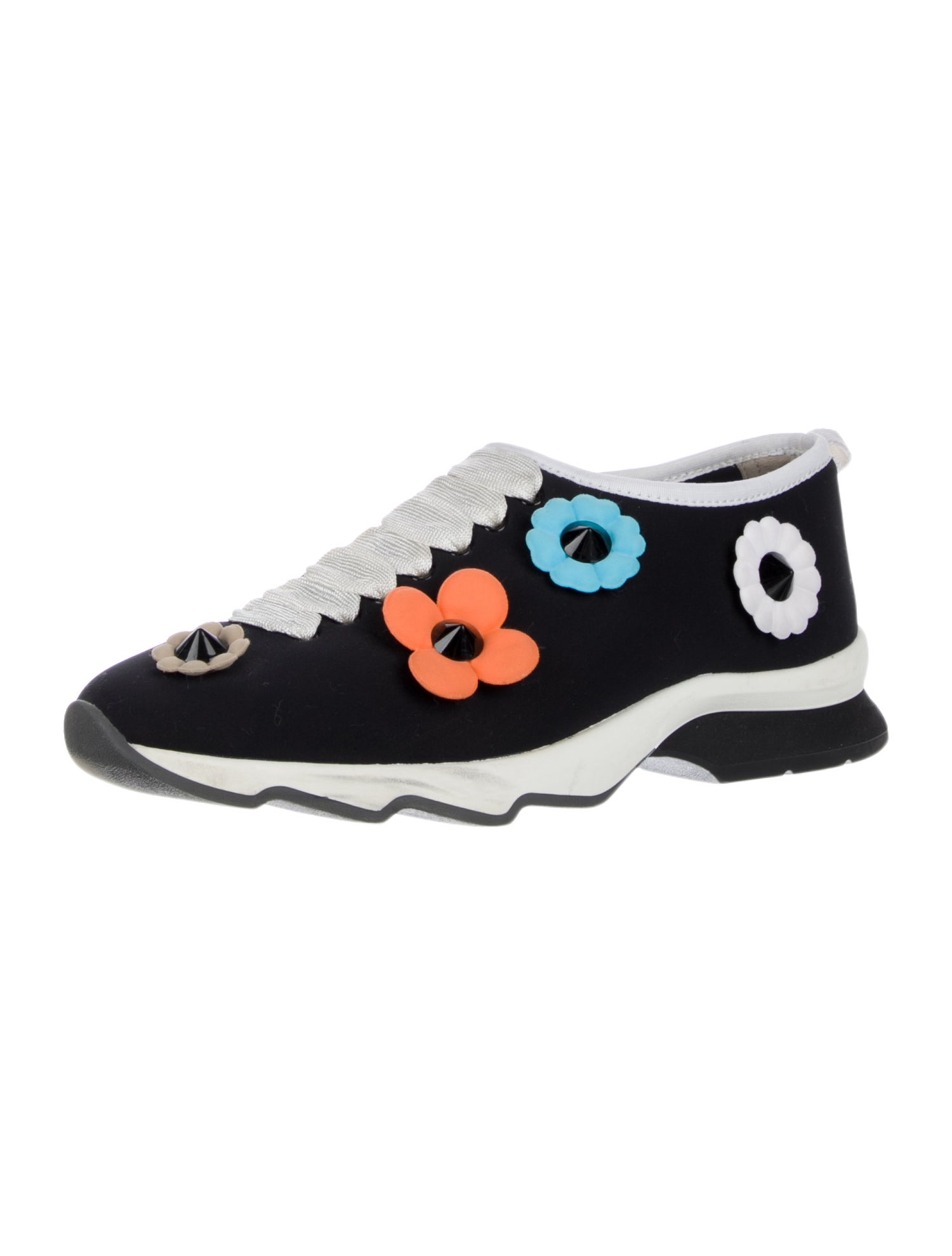 Fendi Floral Print Studded Accents Oxfords