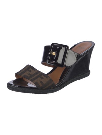 Fendi Zucca FF Logo Leather Slides