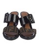 Fendi Zucca FF Logo Leather Slides